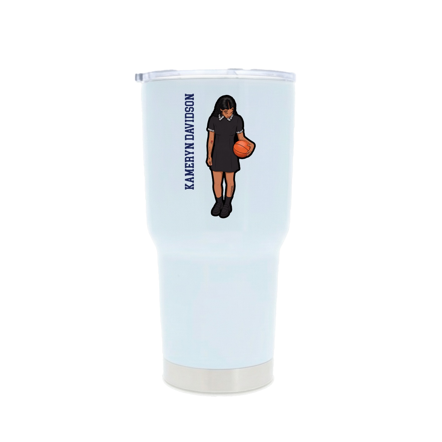 30oz Stainless Steel Tumbler — Name Vertical in White