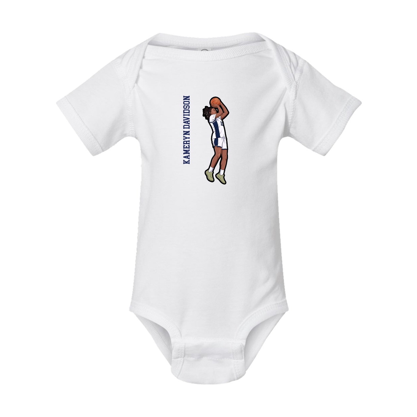 Baby Onesie — Name Vertical in White