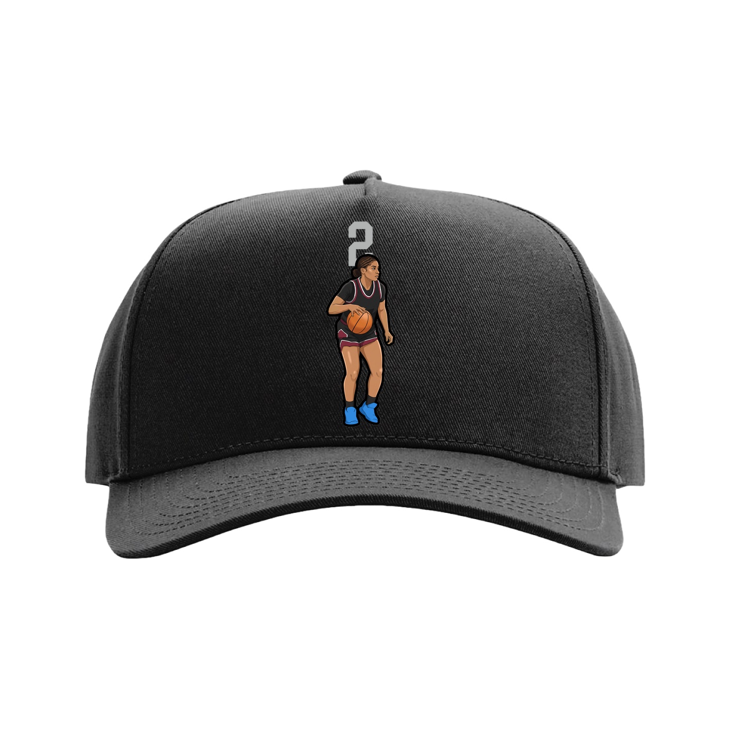 Full Fabric Five-Panel Champ Cap — Number Top in Black