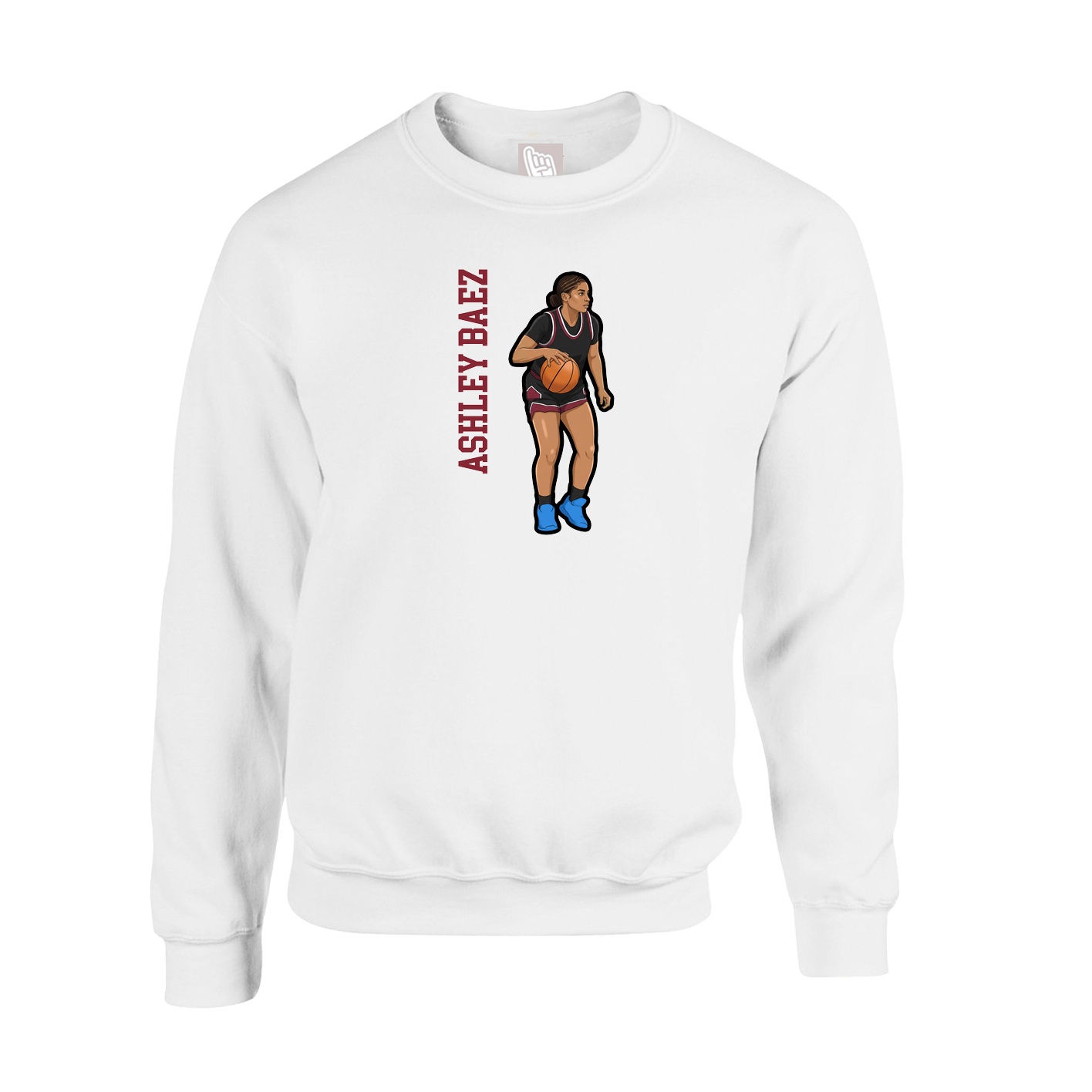 Fleece Crew — Name Vertical in White
