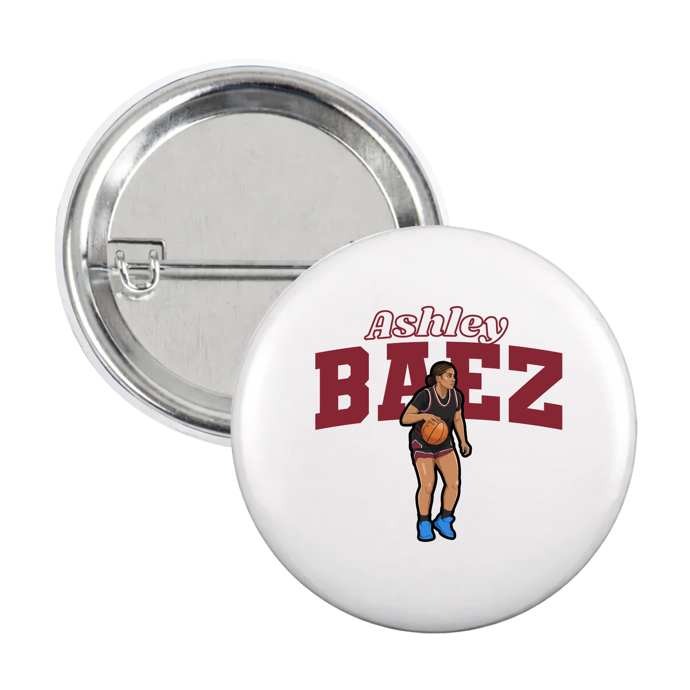 Game Day Button — Name Arch in White