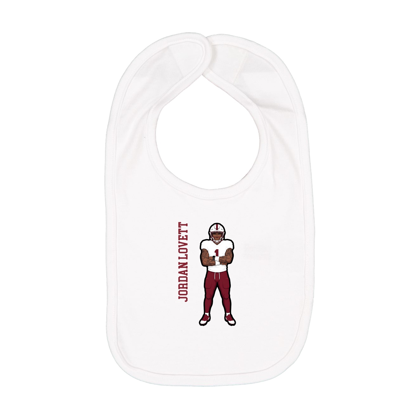 Infant Bib — Name Vertical in White