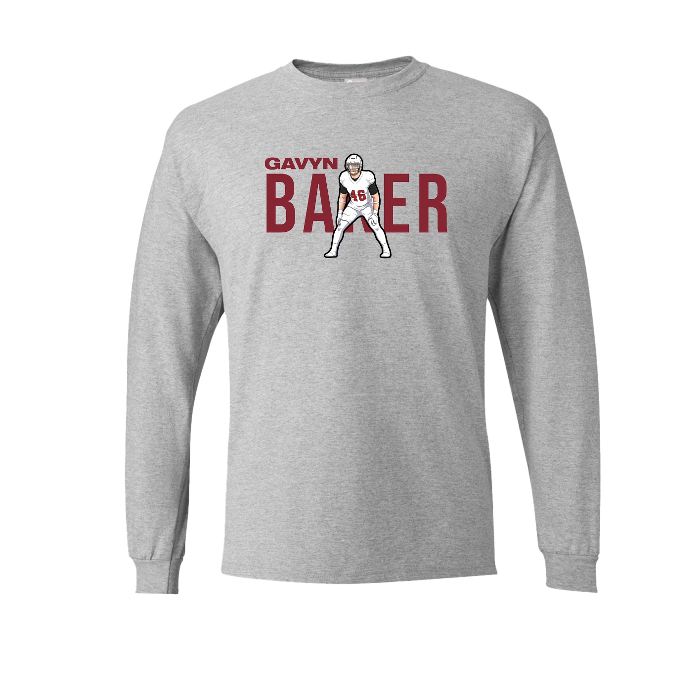 Long Sleeve Tee — Player Name in Grey