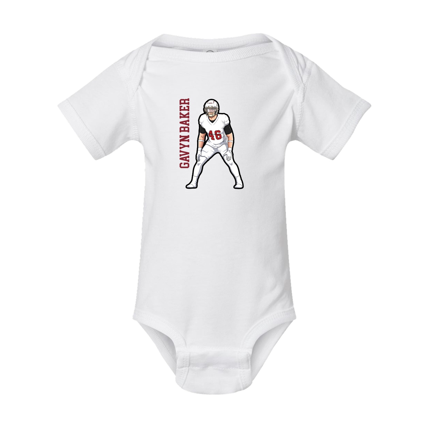 Baby Onesie — Name Vertical in White