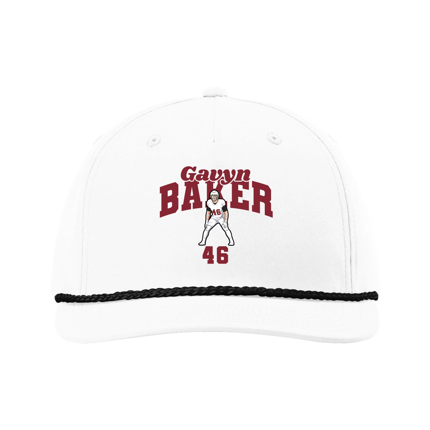 Five-Panel Classic Rope Cap — Signature Arch in White