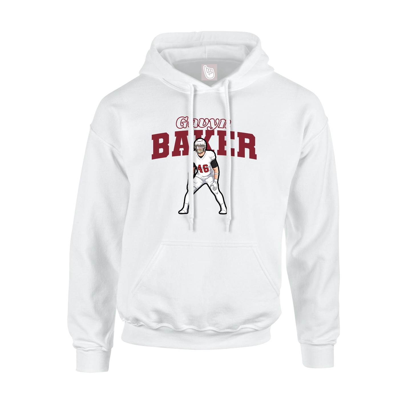 Youth Hoodie — Name Arch in White