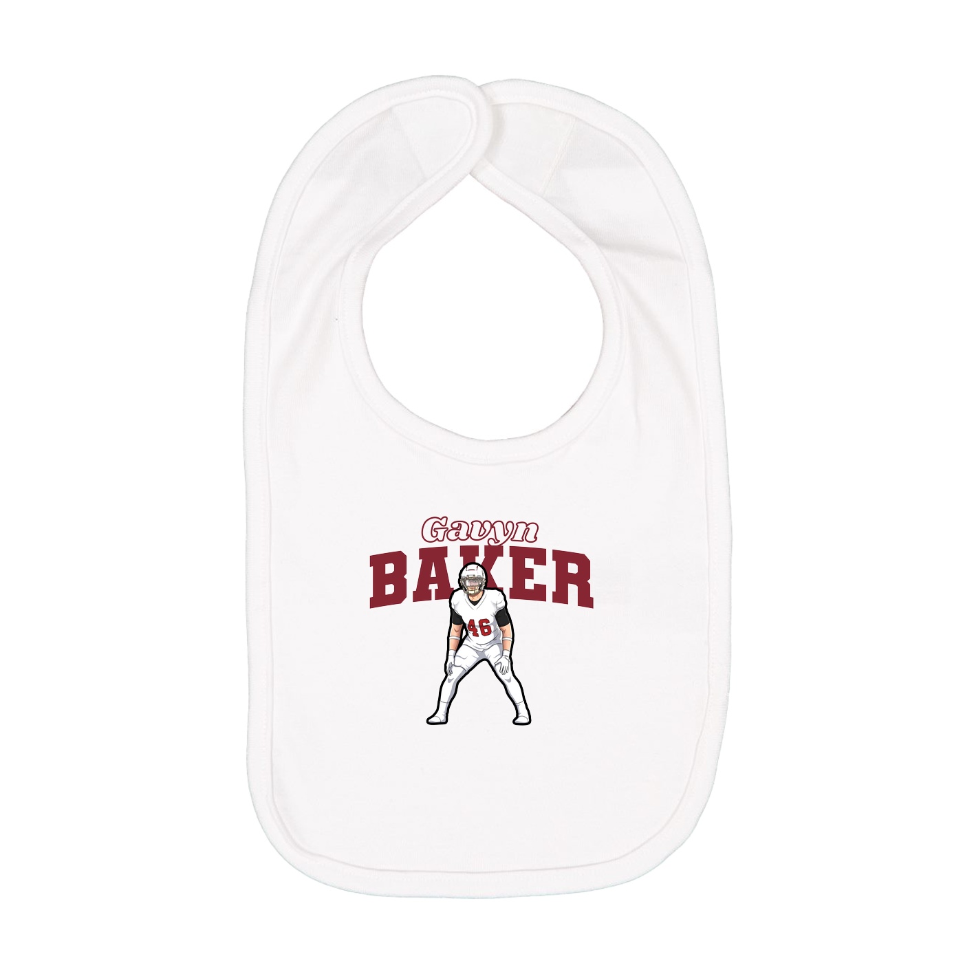 Infant Bib — Name Arch in White