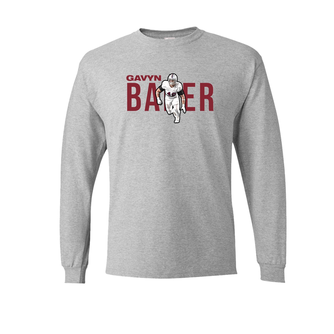 Long Sleeve Tee — Player Name in Grey
