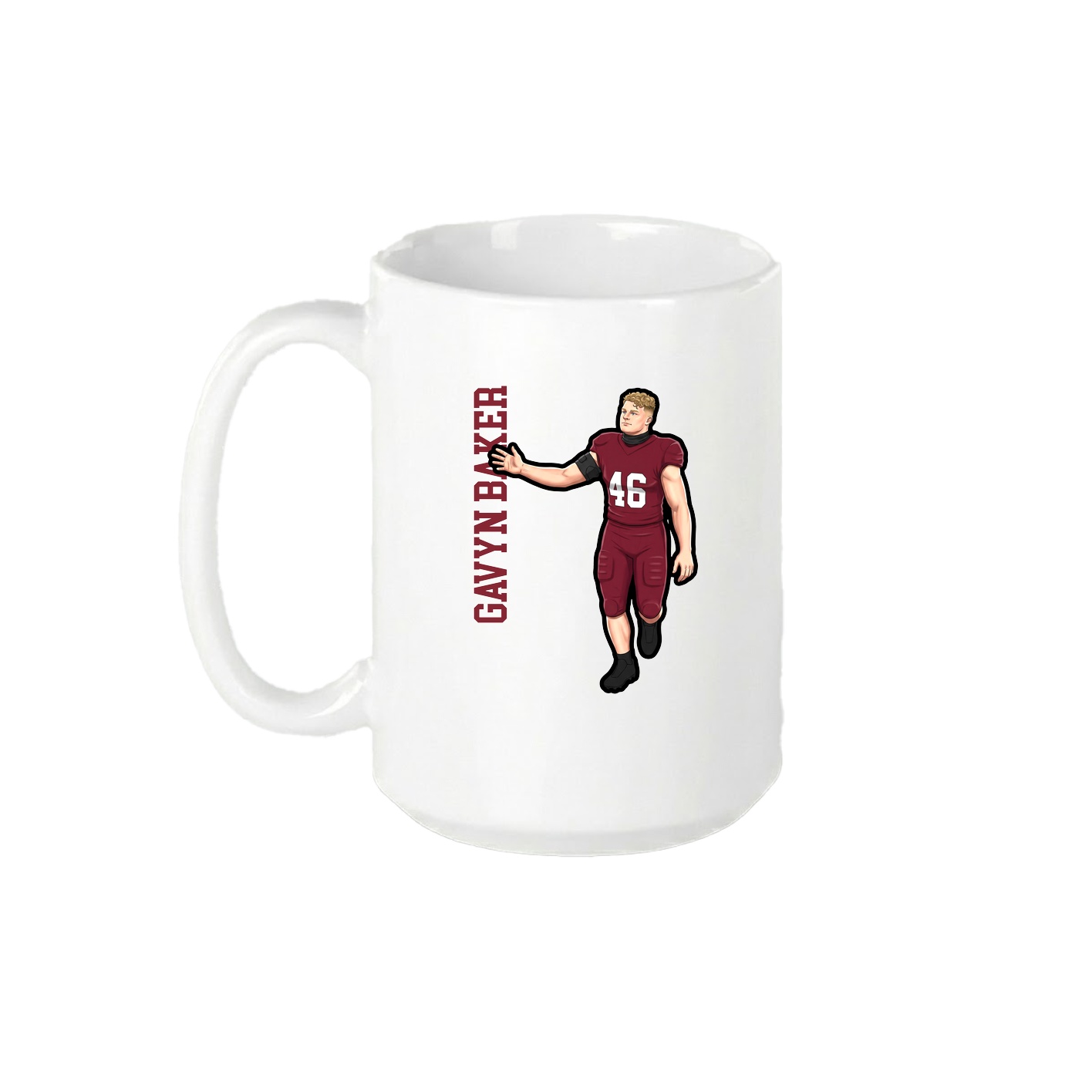 15oz Coffee Mug — Name Vertical in White