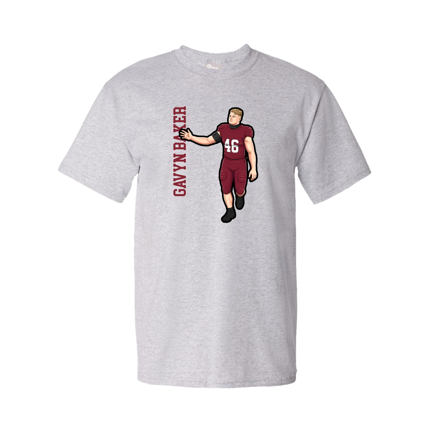 Youth Tee — Name Vertical in Grey