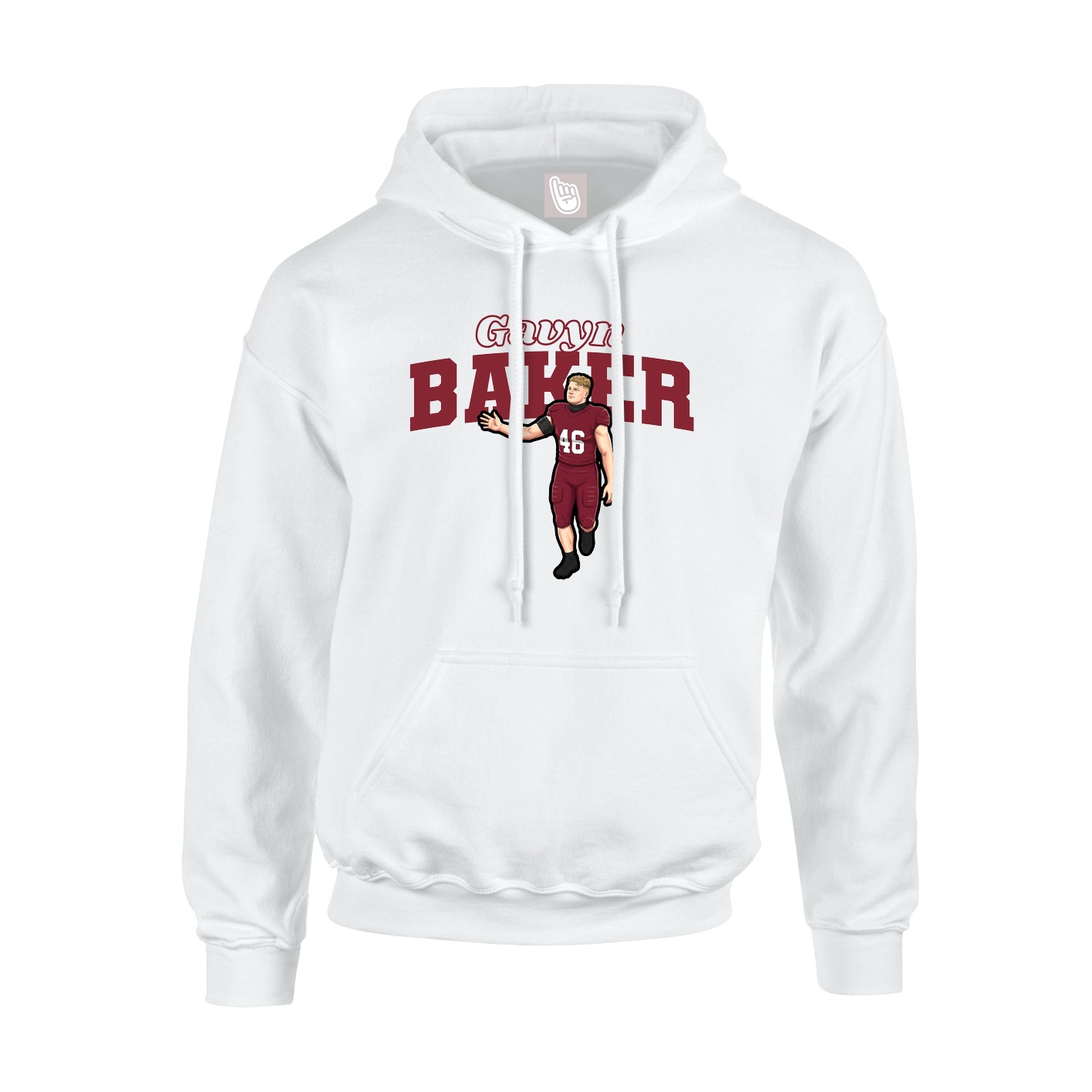 Youth Hoodie — Name Arch in White
