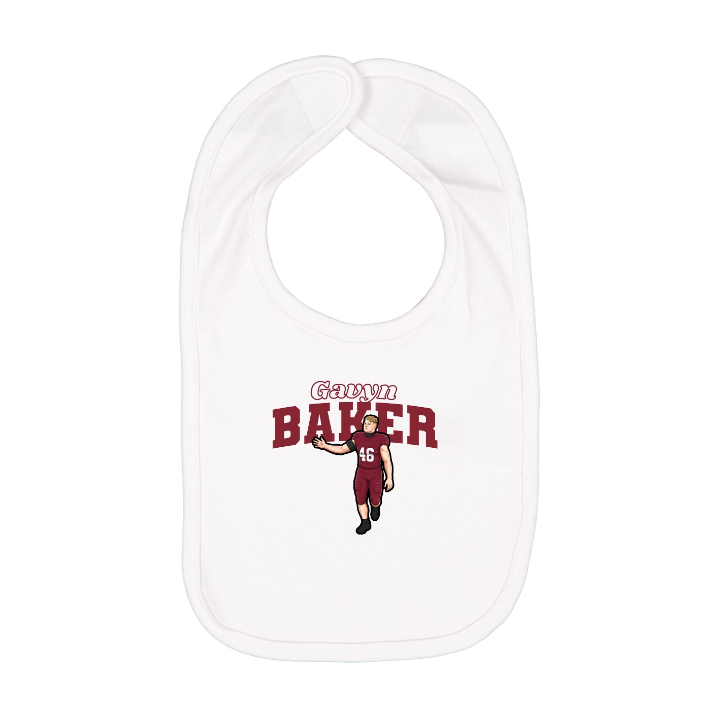 Infant Bib — Name Arch in White
