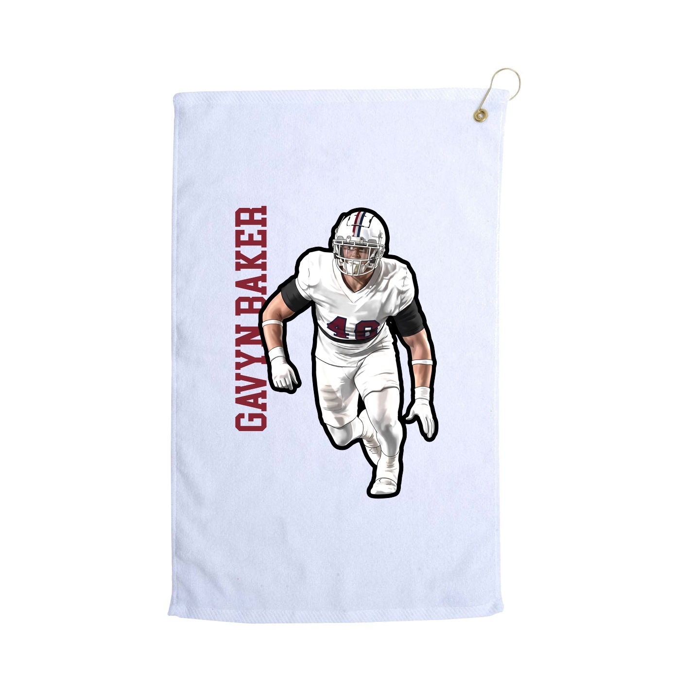 Golf Towel — Name Vertical in White