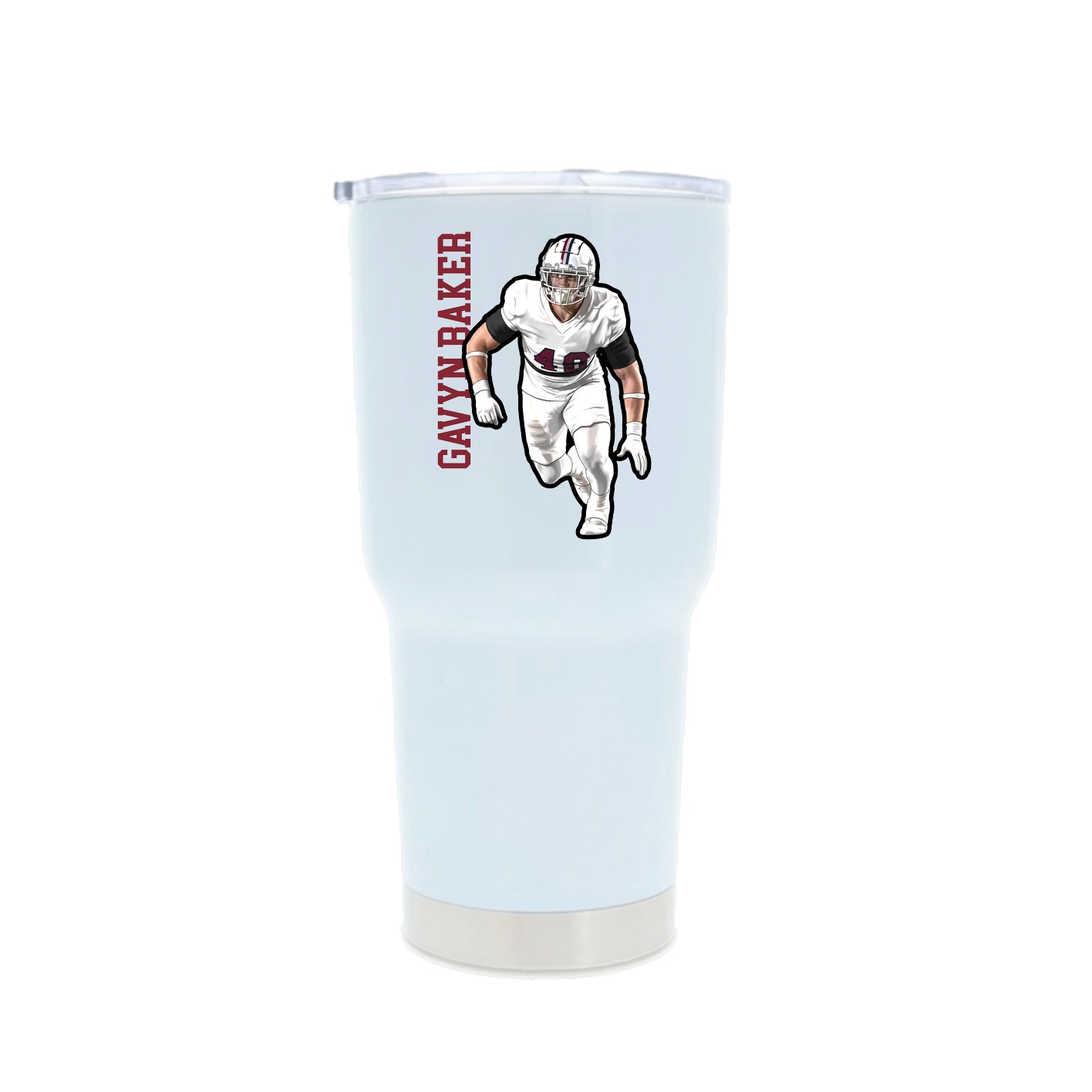 30oz Stainless Steel Tumbler — Name Vertical in White
