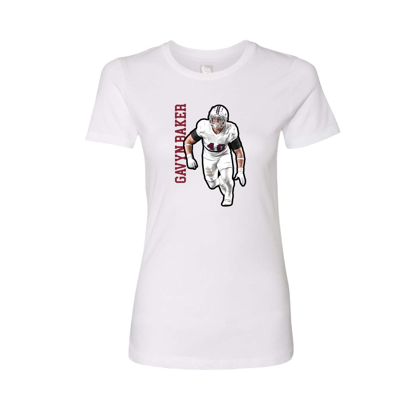 Fitted Women's Tee — Name Vertical in White