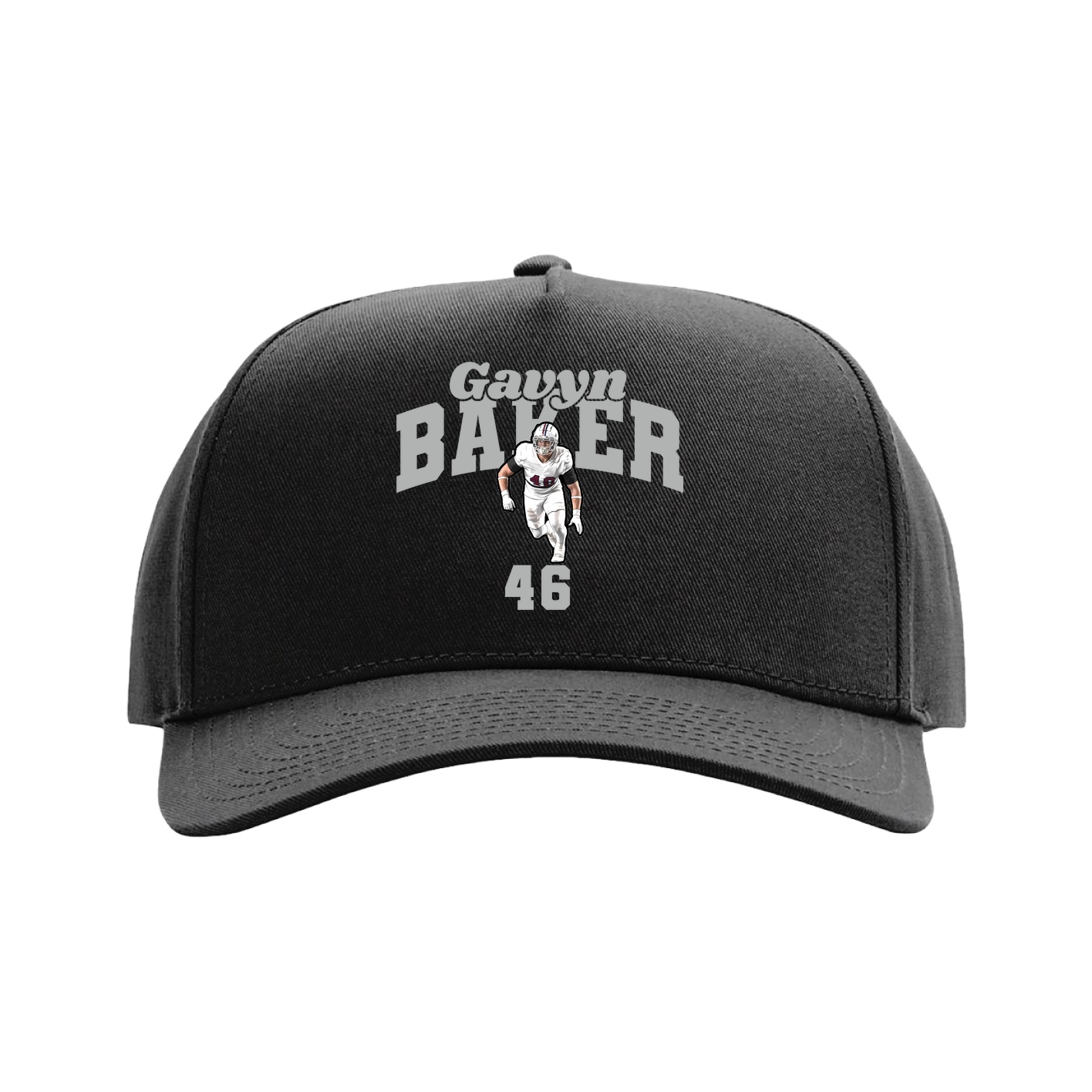 Full Fabric Five-Panel Champ Cap — Signature Arch in Black