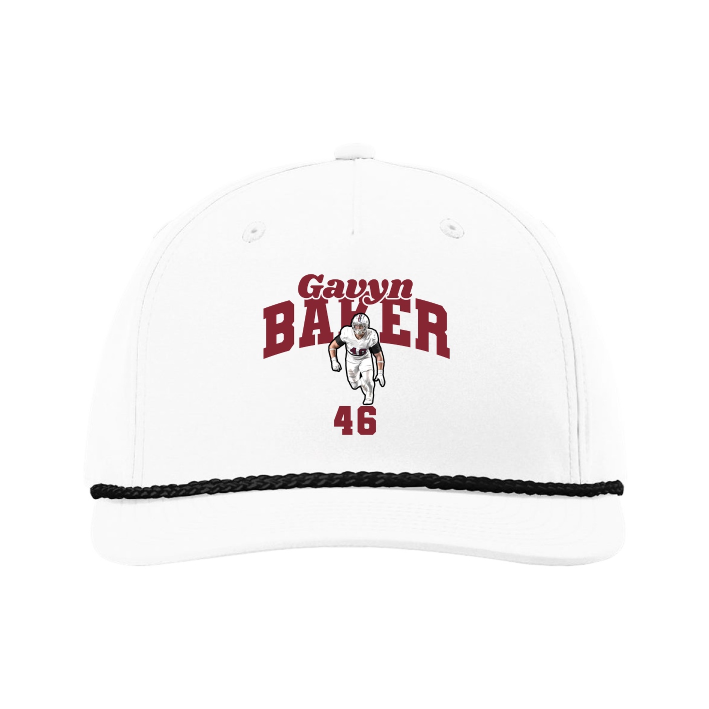 Five-Panel Classic Rope Cap — Signature Arch in White