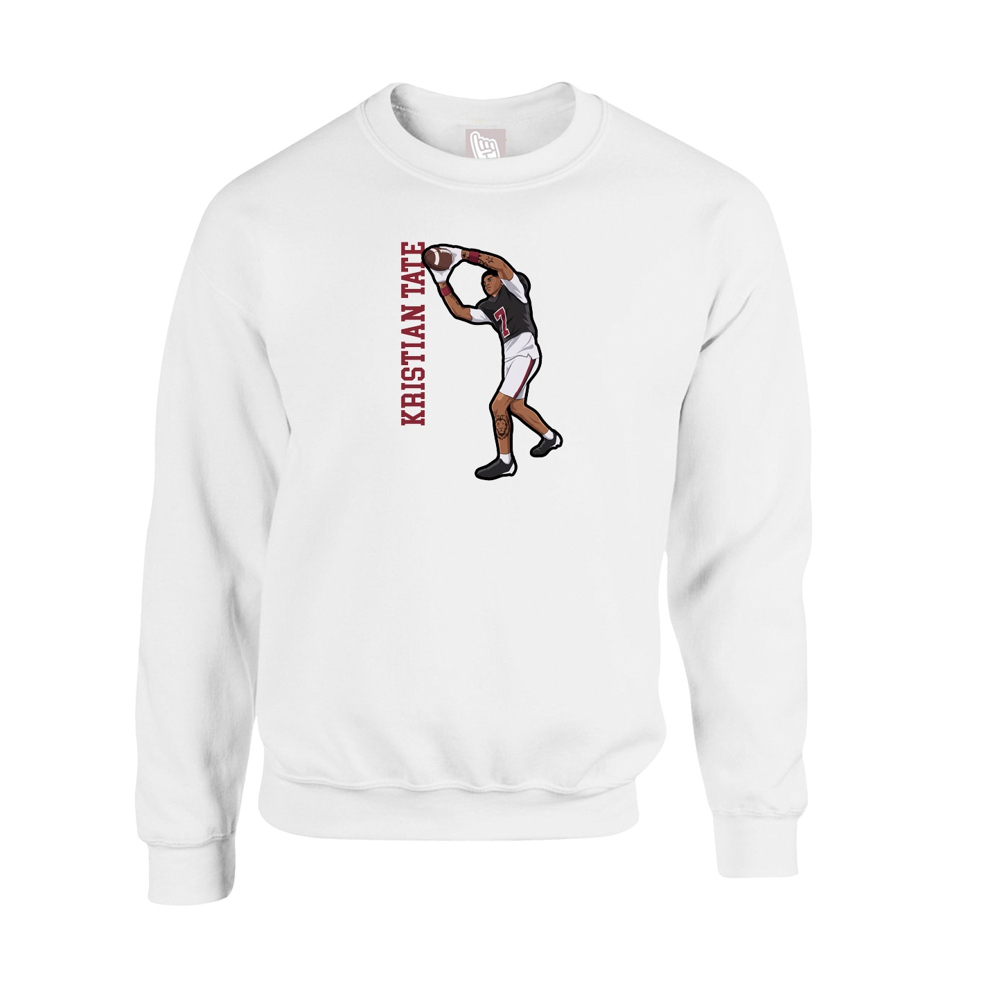 Fleece Crew — Name Vertical in White