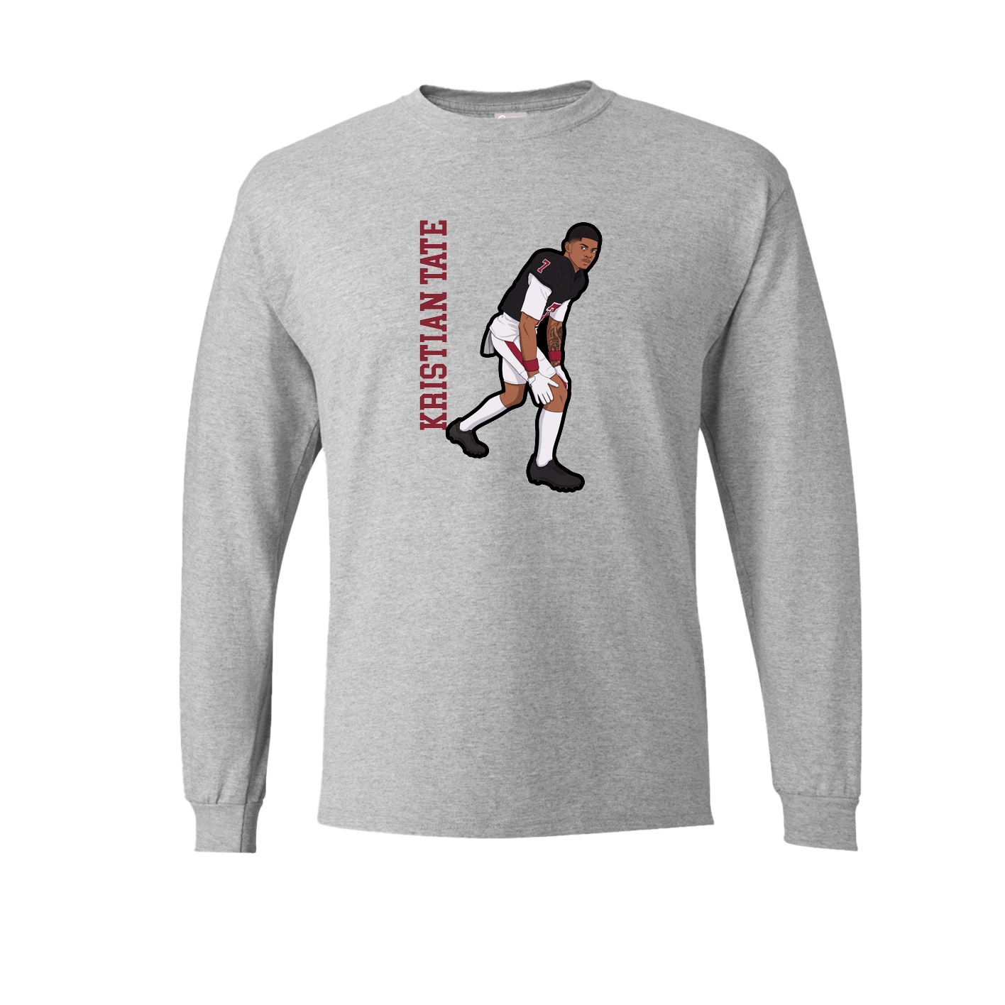 Long Sleeve Tee — Name Vertical in Grey