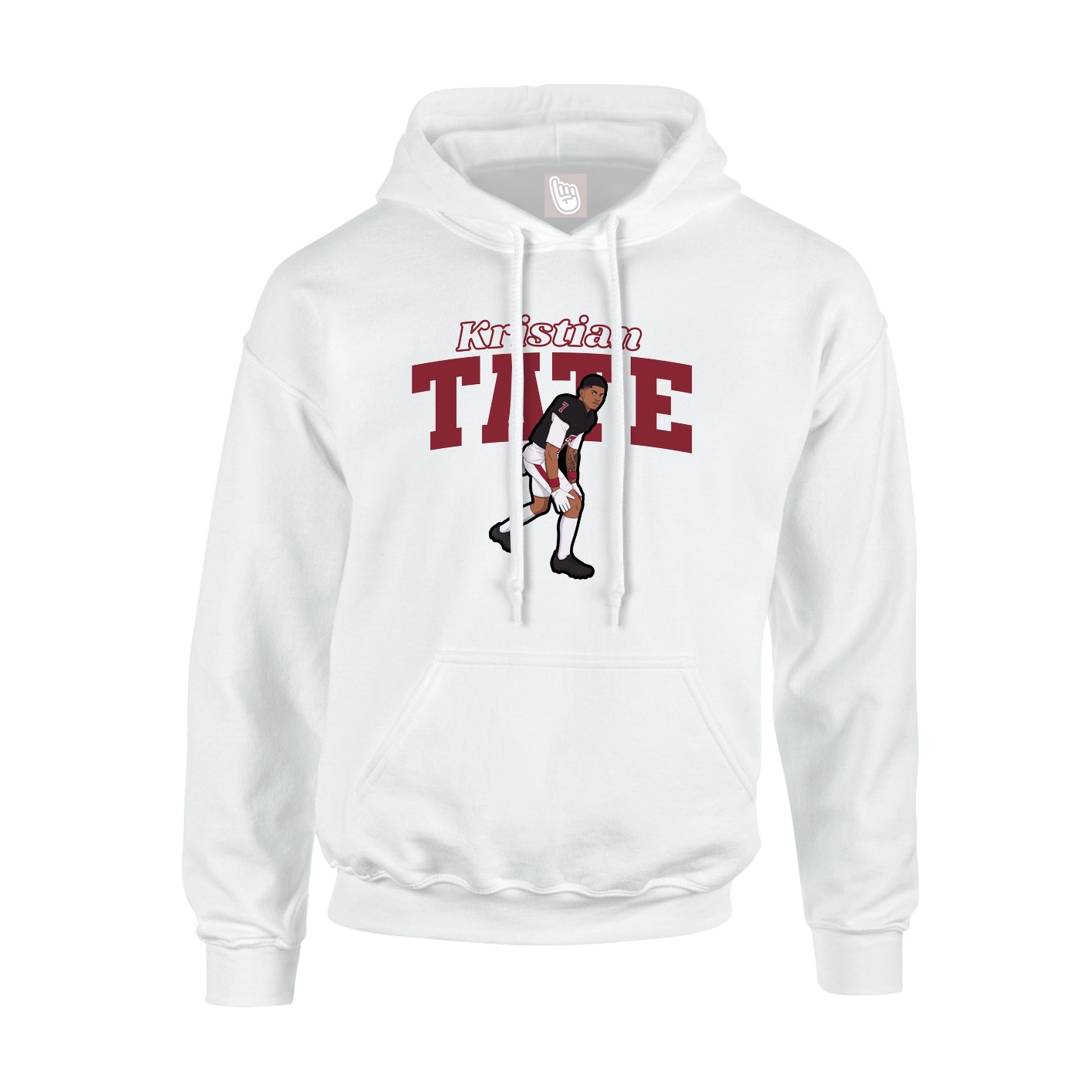 Youth Hoodie — Name Arch in White