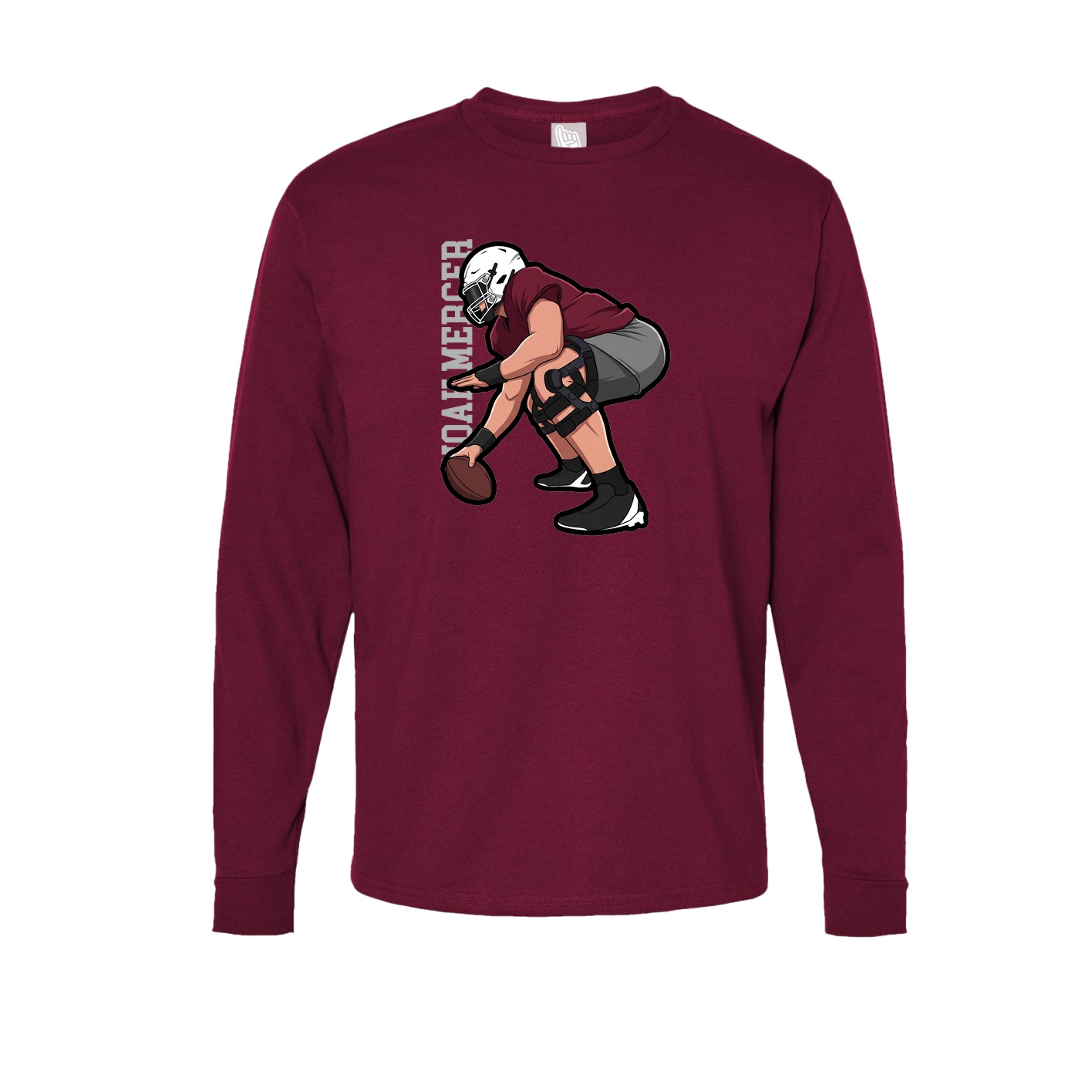 Long Sleeve Tee — Name Vertical in Cardinal