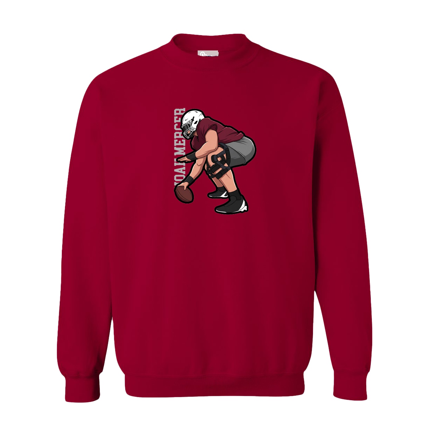 Fleece Crew — Name Vertical in Cardinal