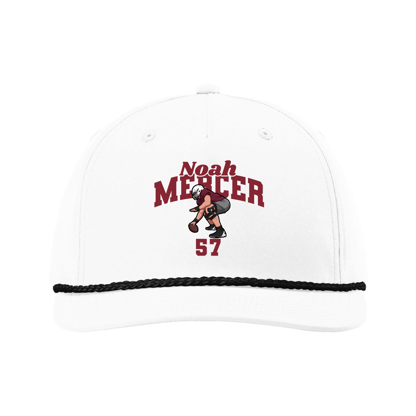 Five-Panel Classic Rope Cap — Signature Arch in White