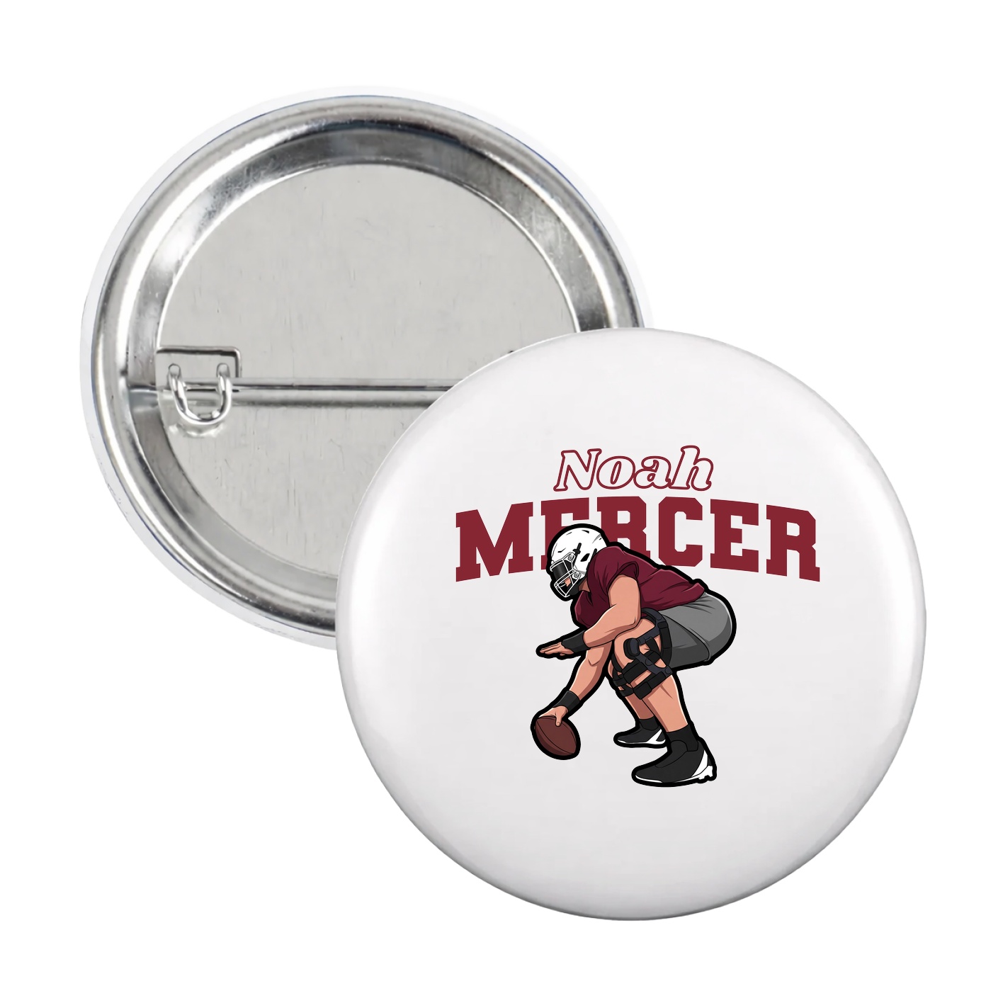 Game Day Button — Name Arch in White