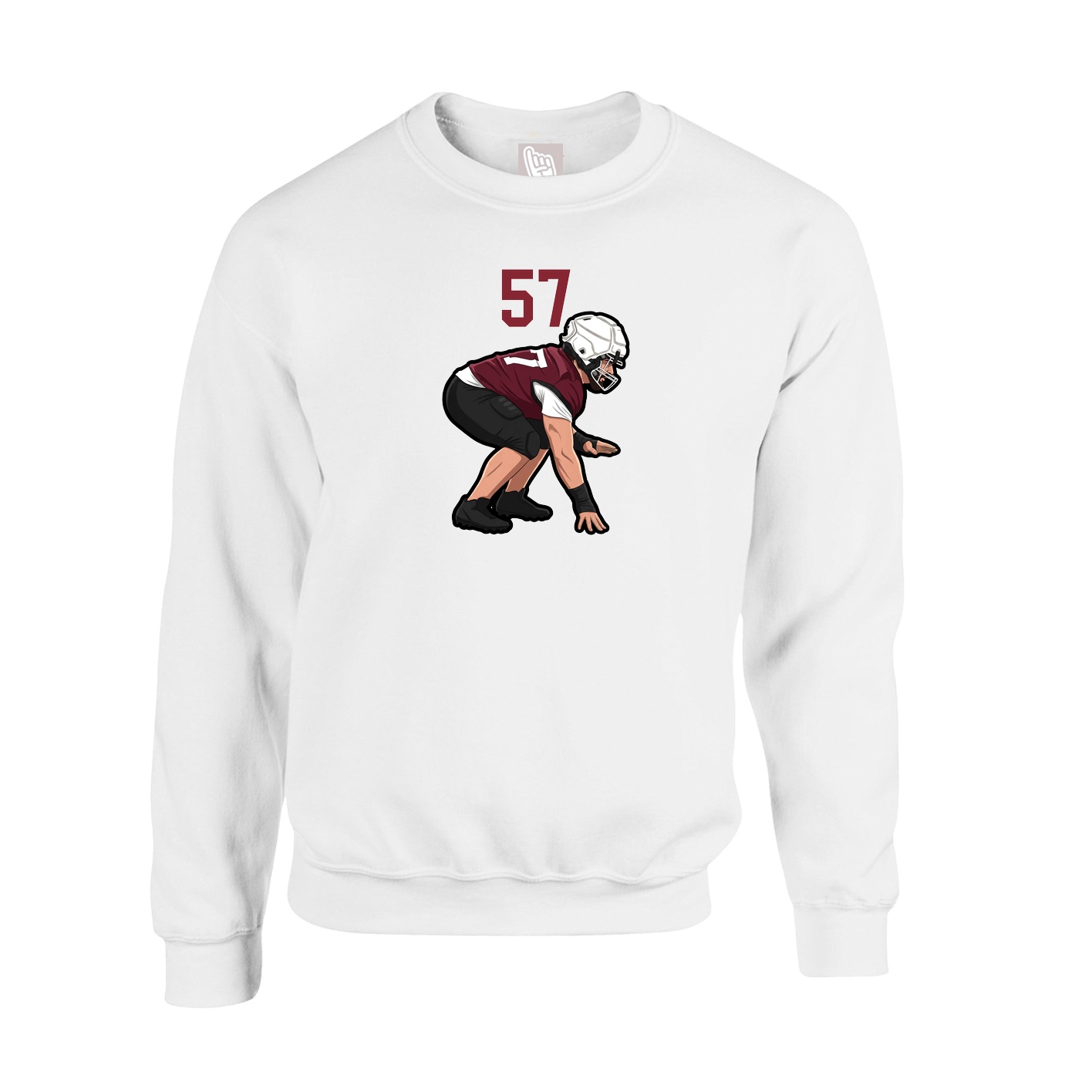 Fleece Crew — Number Top in White