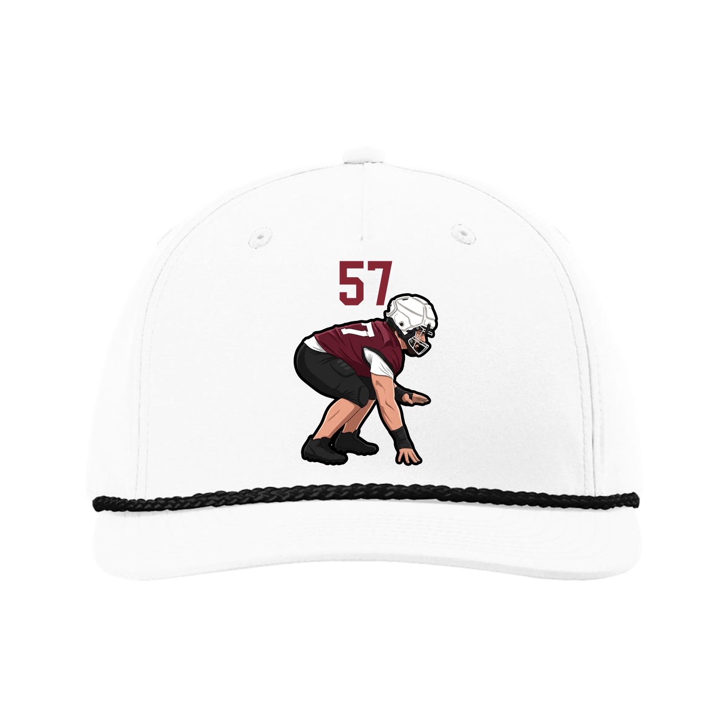 Five-Panel Classic Rope Cap — Number Top in White