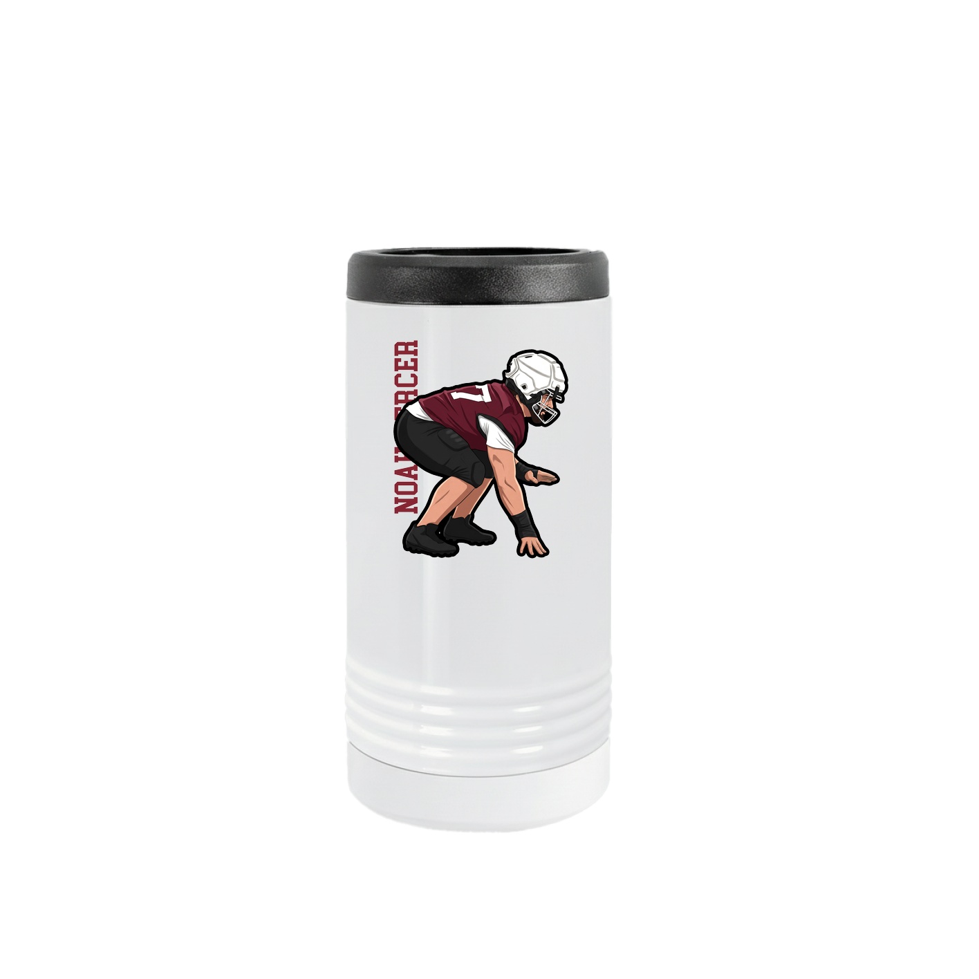 Slim Beverage Holder — Name Vertical in White