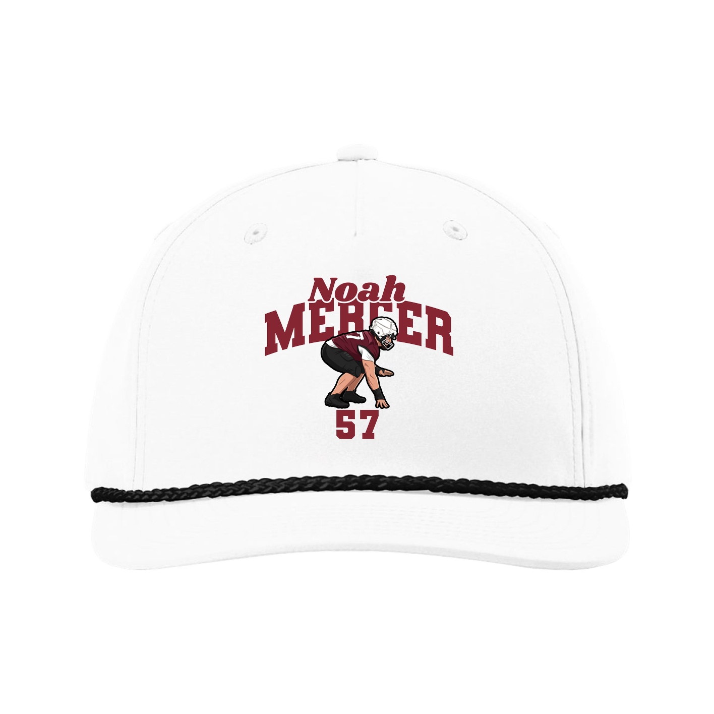 Five-Panel Classic Rope Cap — Signature Arch in White