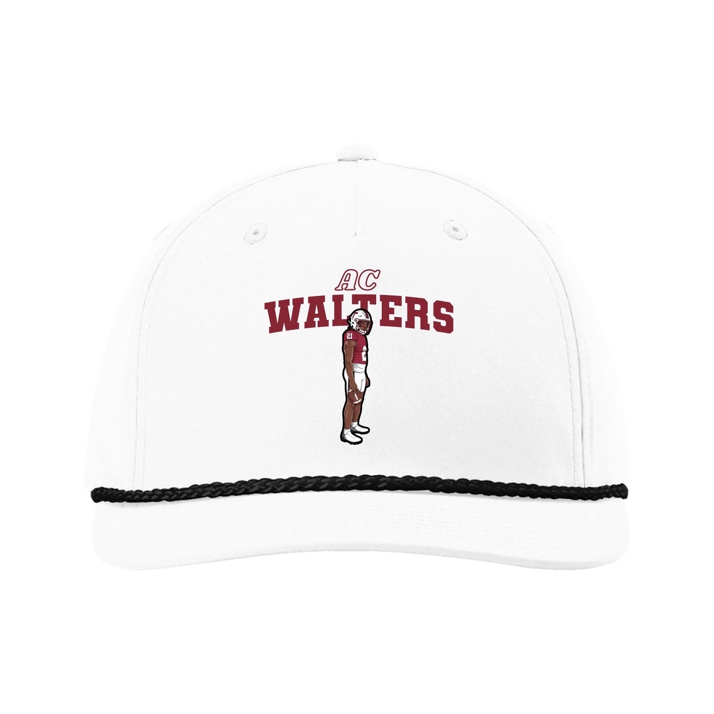 Five-Panel Classic Rope Cap — Name Arch in White