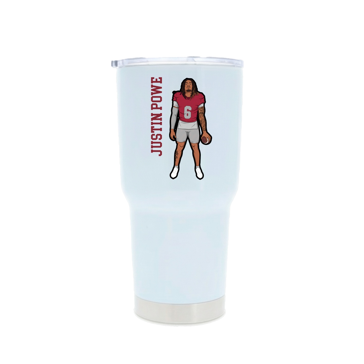 30oz Stainless Steel Tumbler — Name Vertical in White