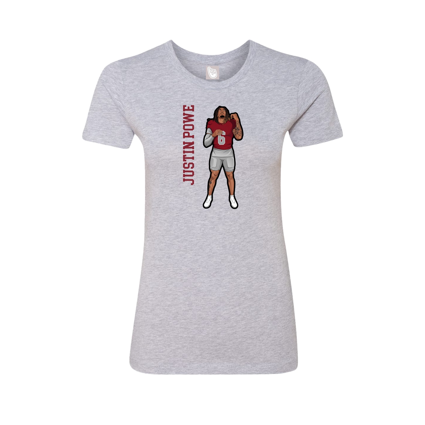 Fitted Women's Tee — Name Vertical in Grey