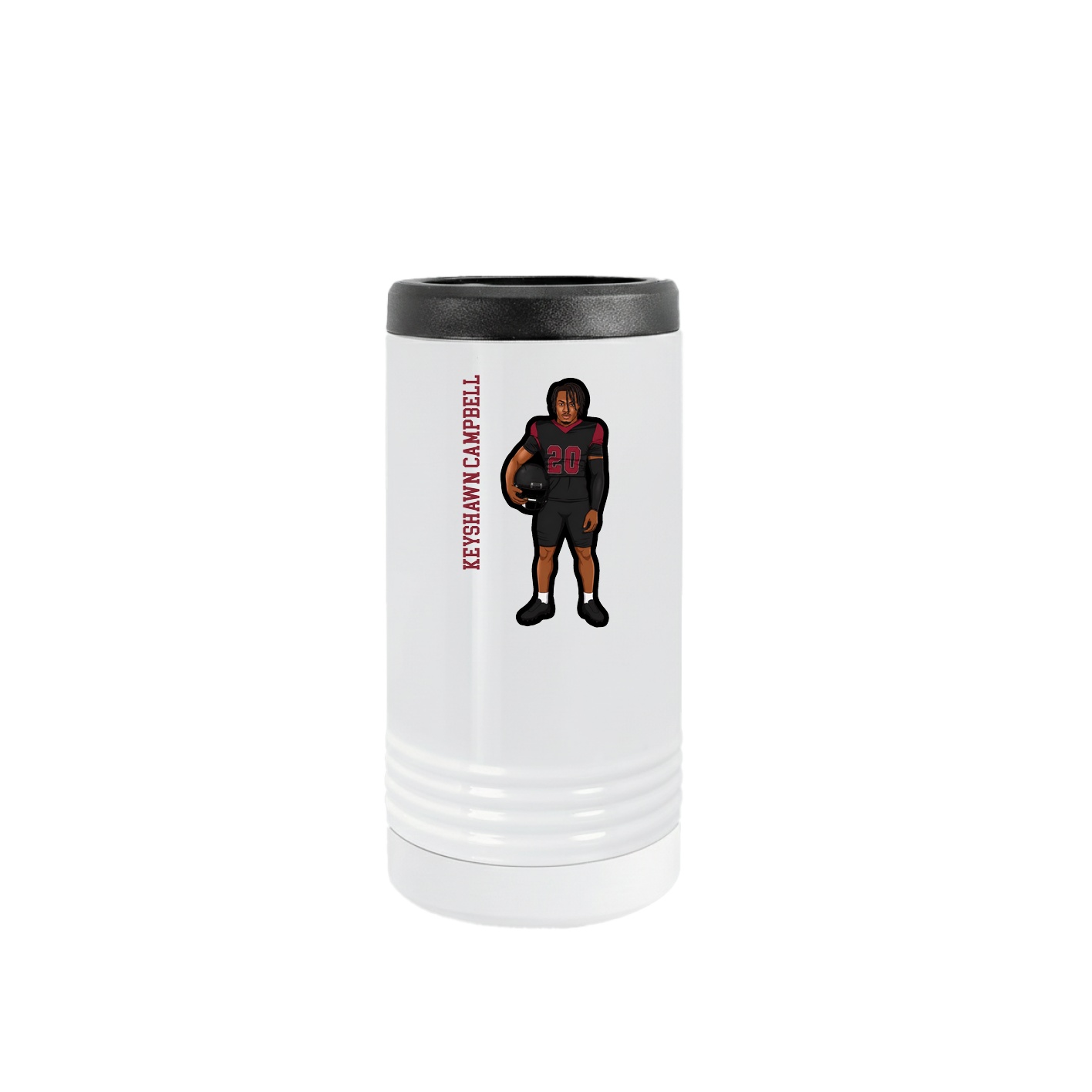 Slim Beverage Holder — Name Vertical in White
