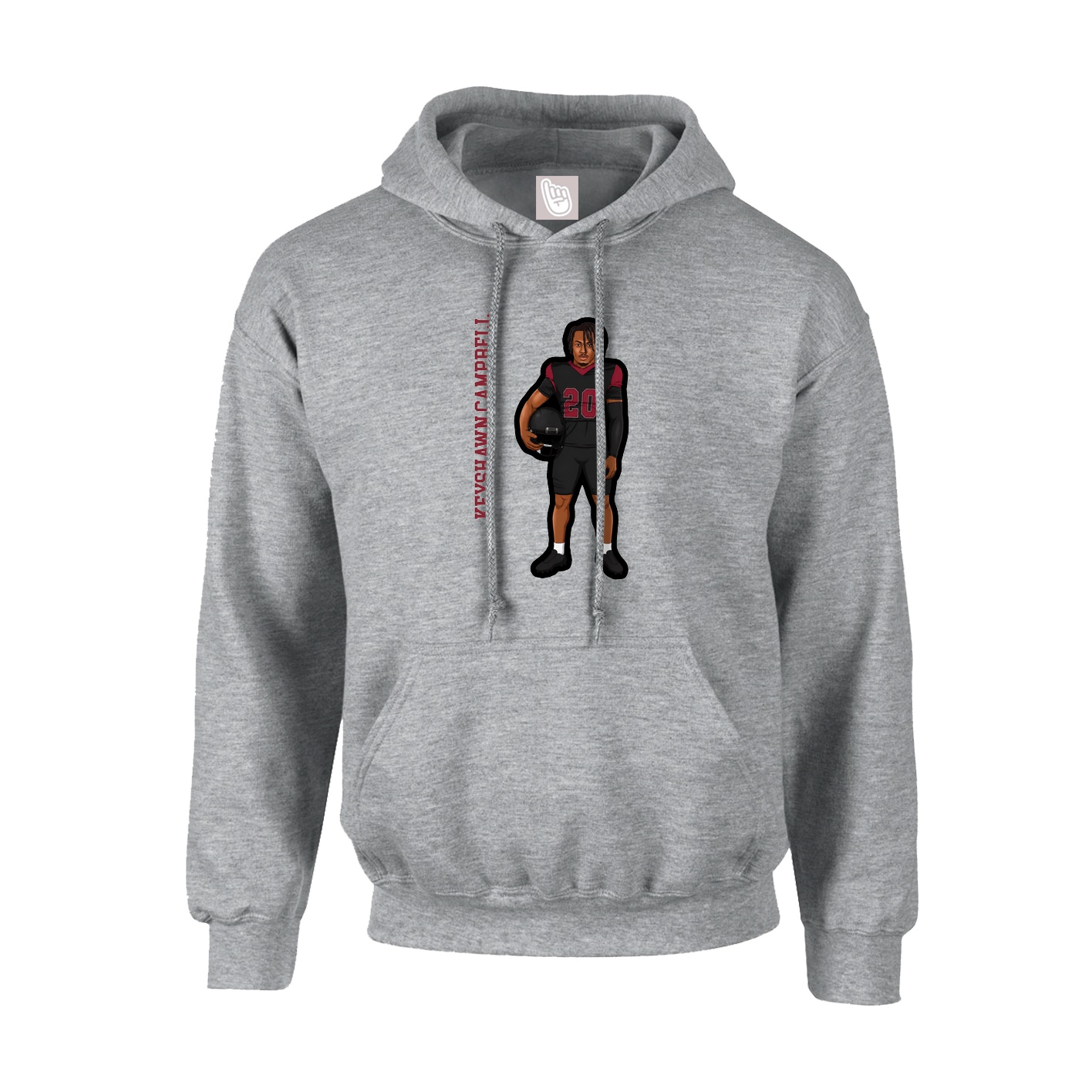 Youth Hoodie — Name Vertical in Grey