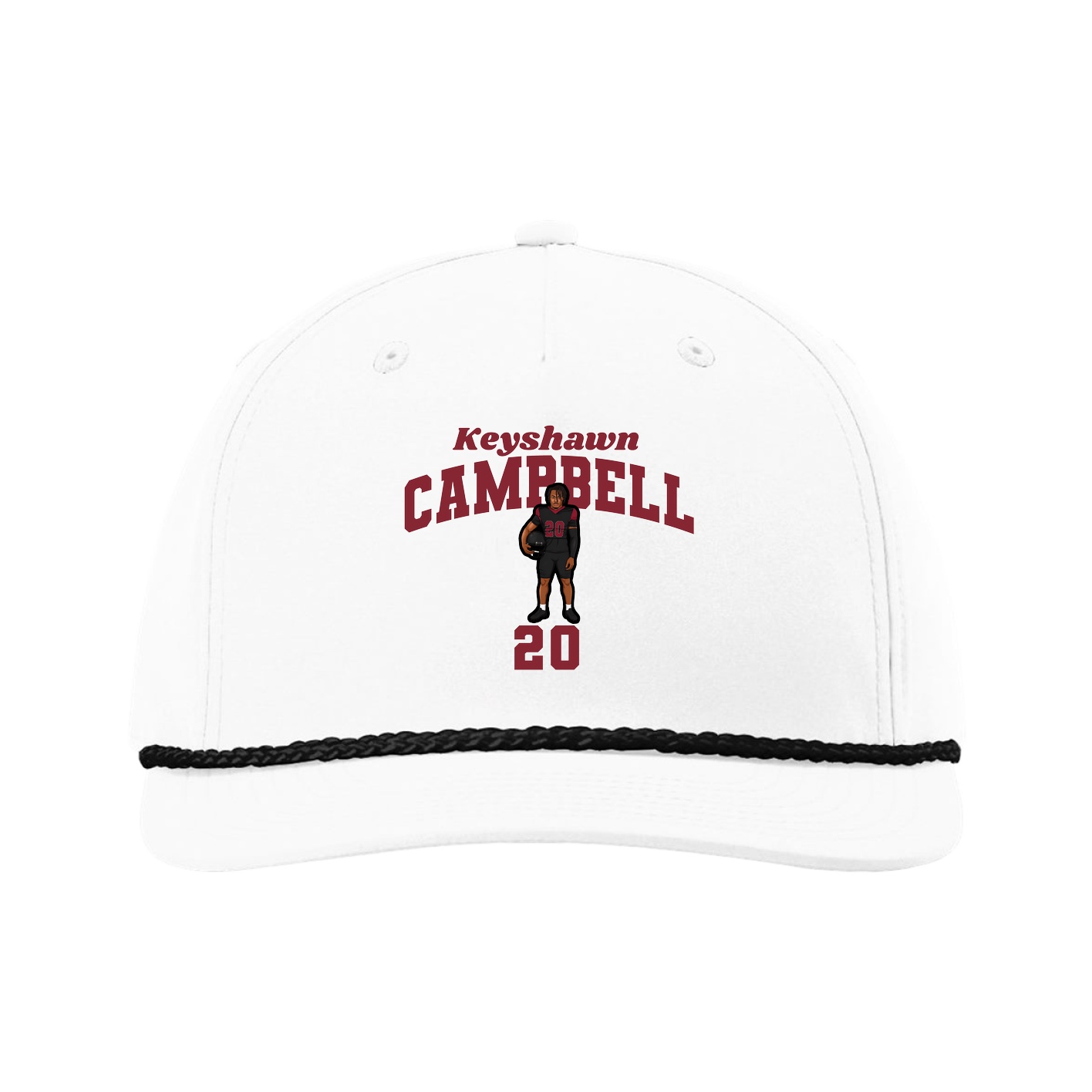 Five-Panel Classic Rope Cap — Signature Arch in White