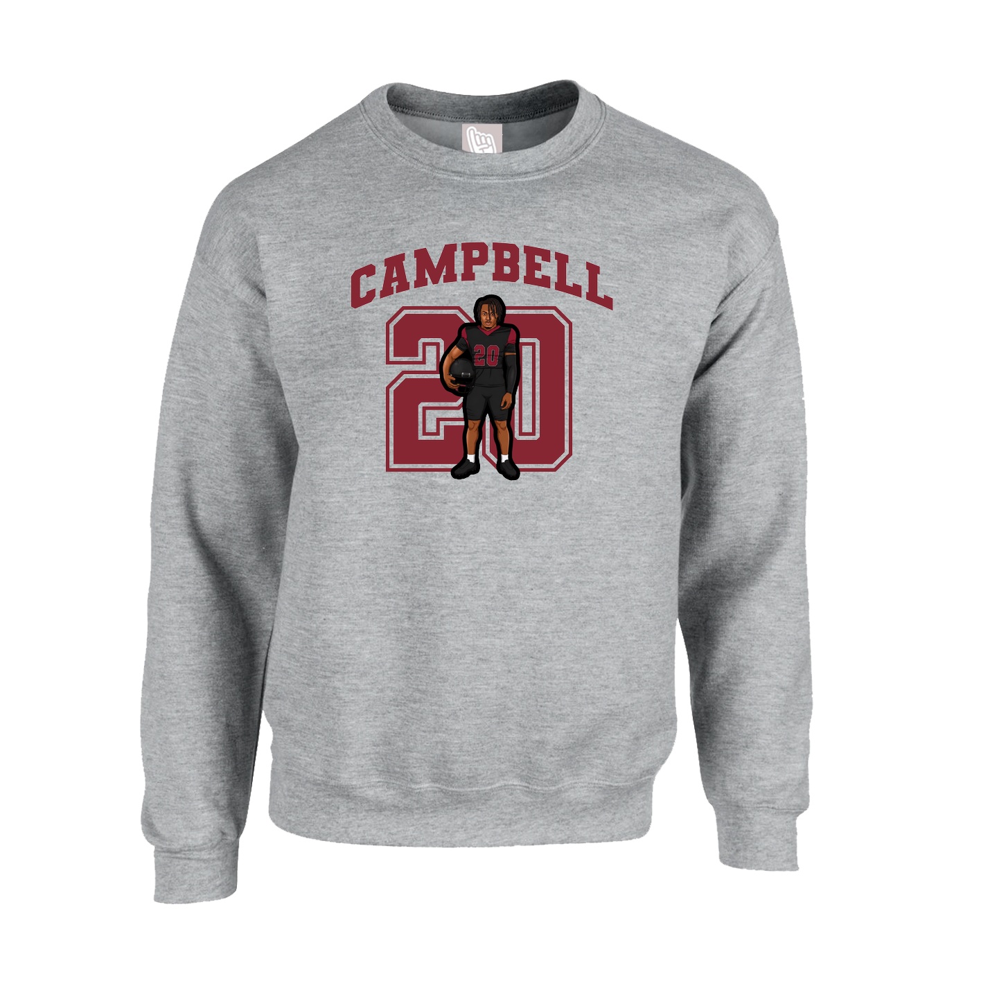 Fleece Crew — Number in Grey