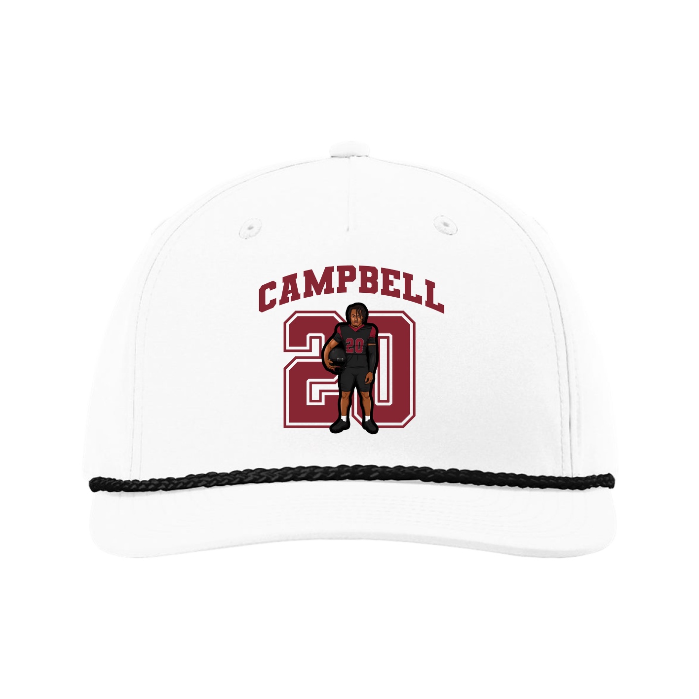 Five-Panel Classic Rope Cap — Number in White