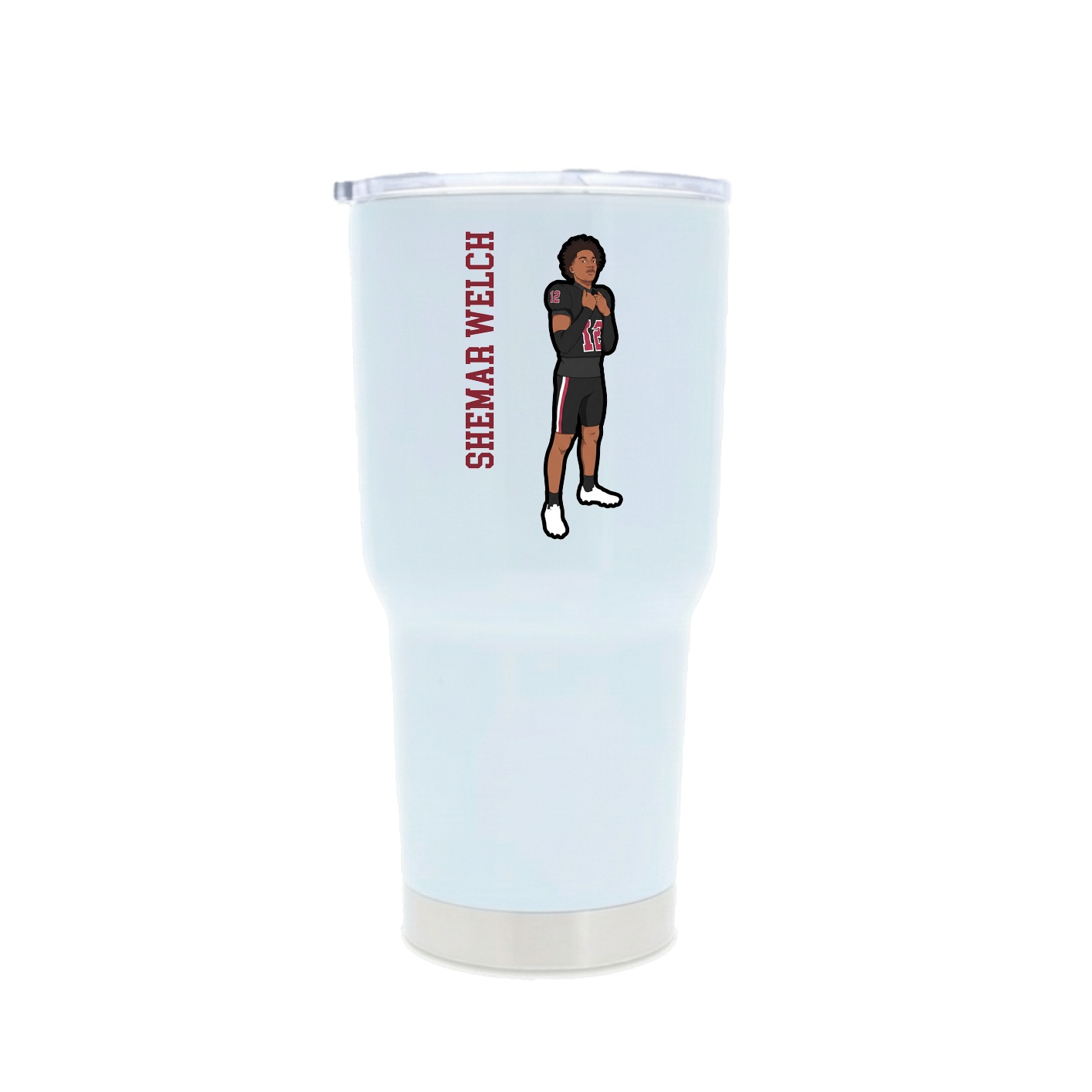 30oz Stainless Steel Tumbler — Name Vertical in White