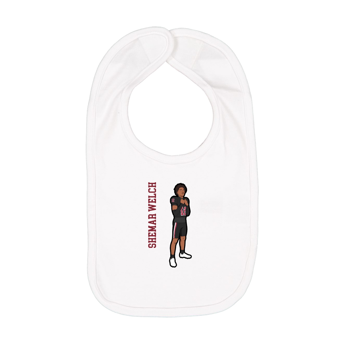 Infant Bib — Name Vertical in White