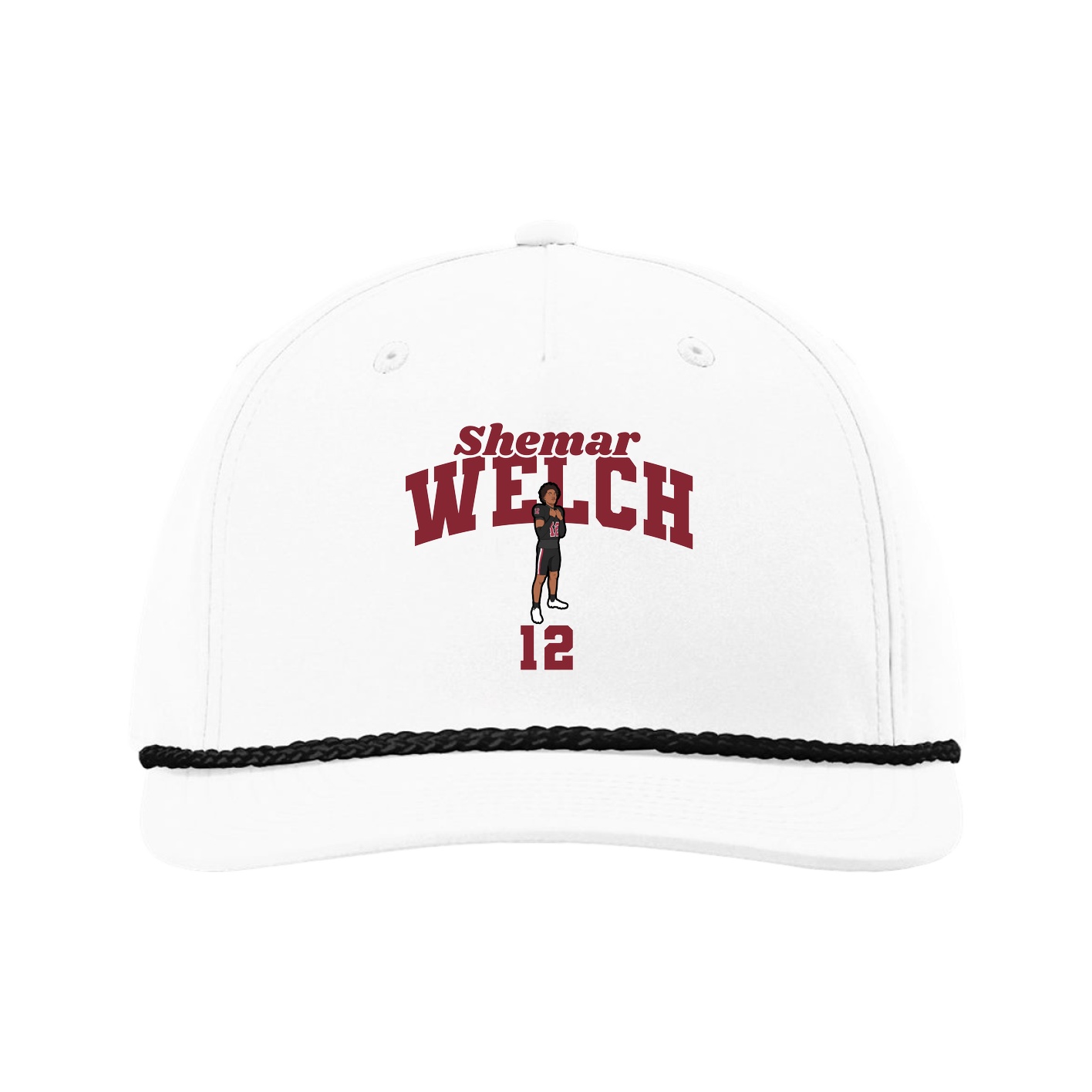 Five-Panel Classic Rope Cap — Signature Arch in White