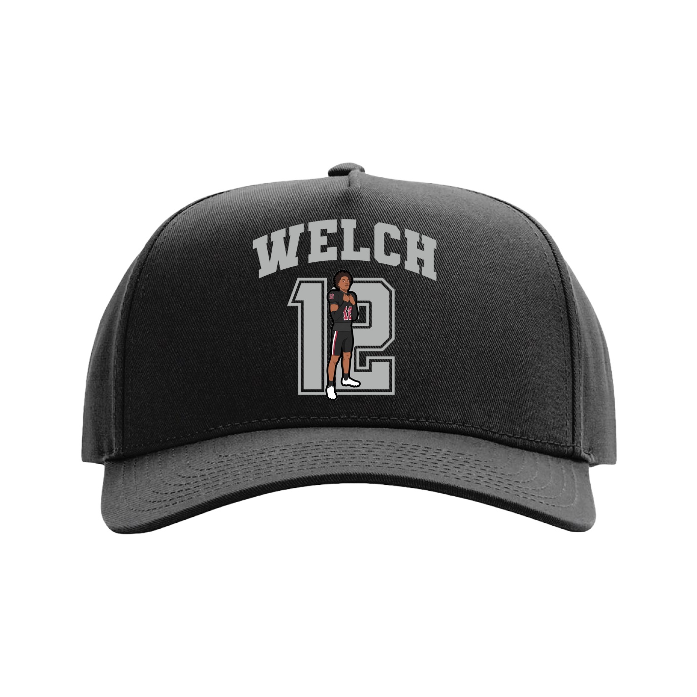 Full Fabric Five-Panel Champ Cap — Number in Black