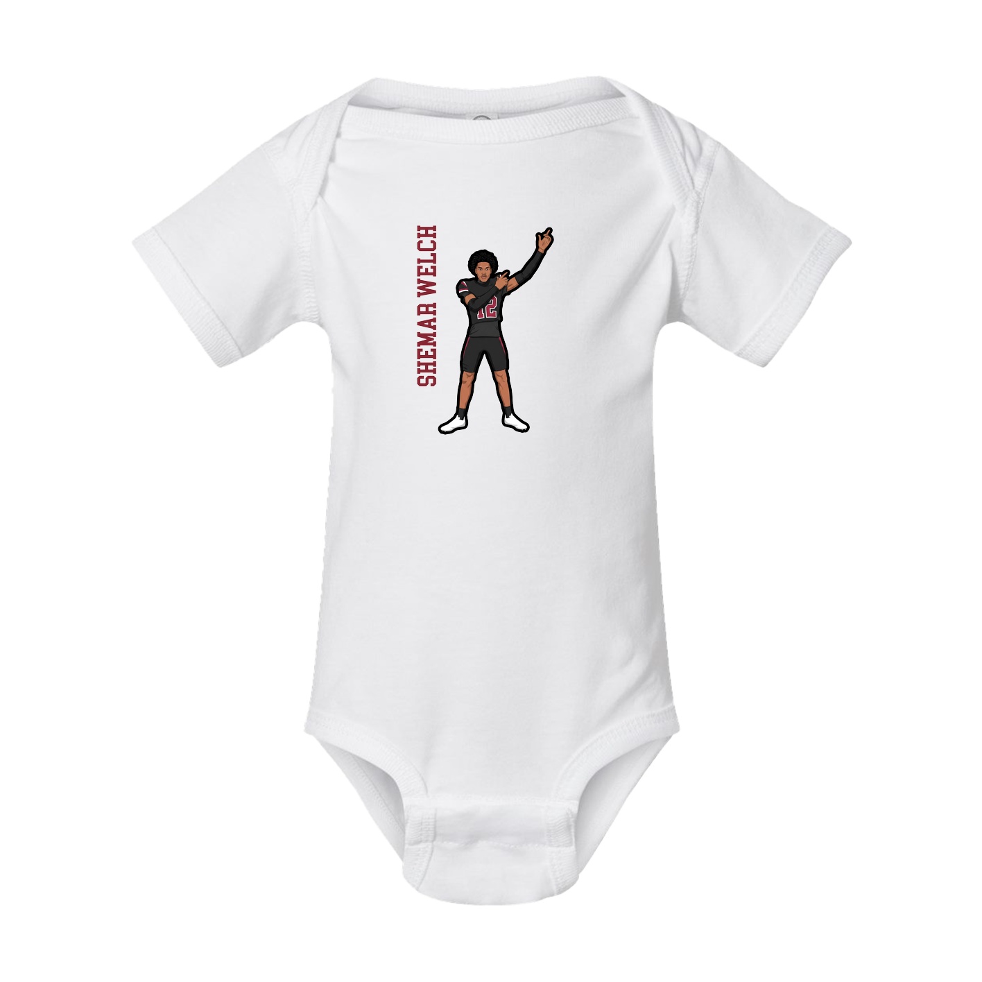 Baby Onesie — Name Vertical in White