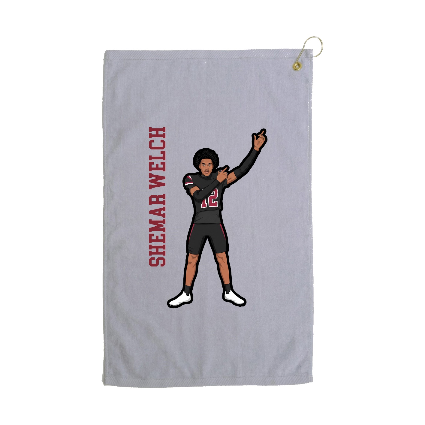 Golf Towel — Name Vertical in Grey