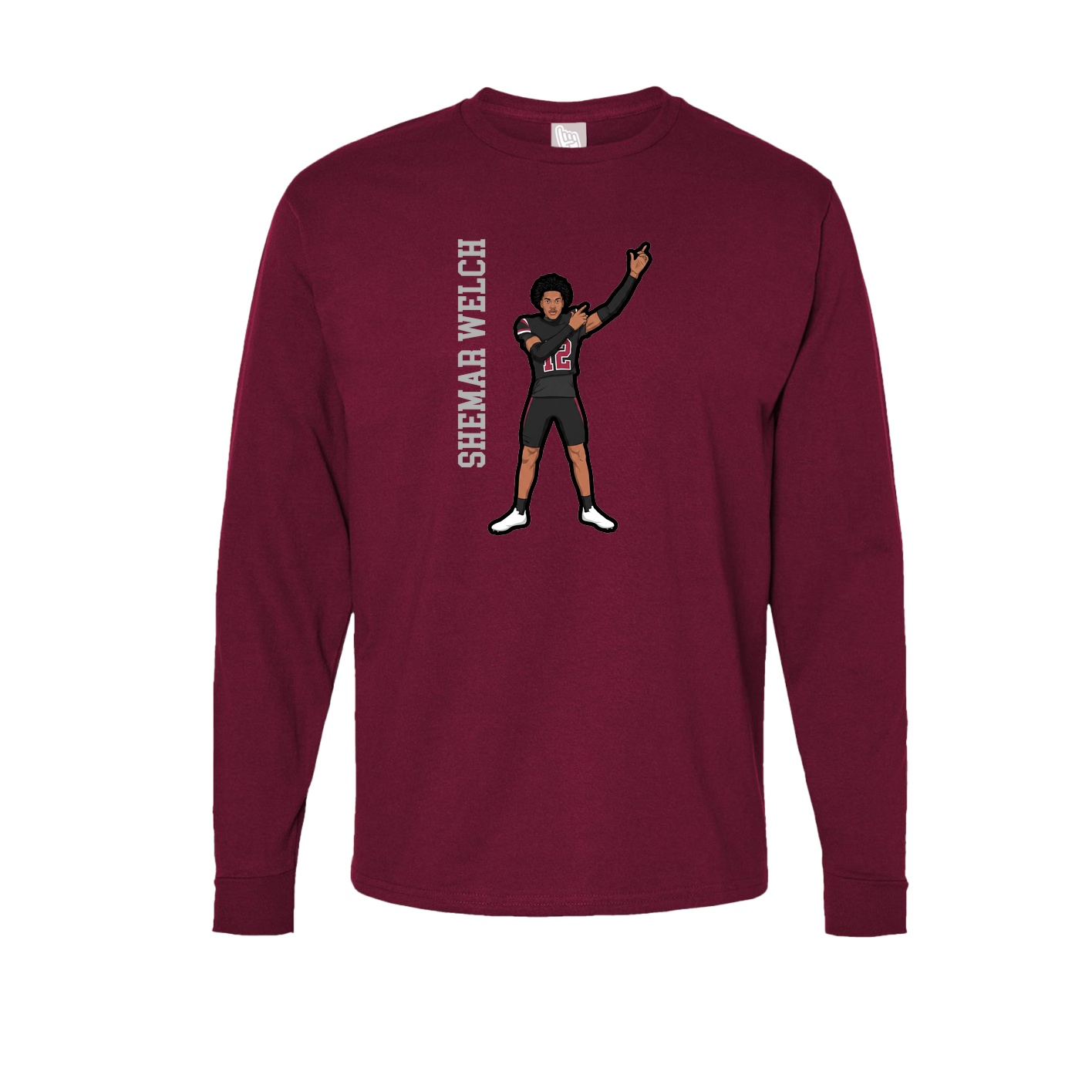 Long Sleeve Tee — Name Vertical in Cardinal