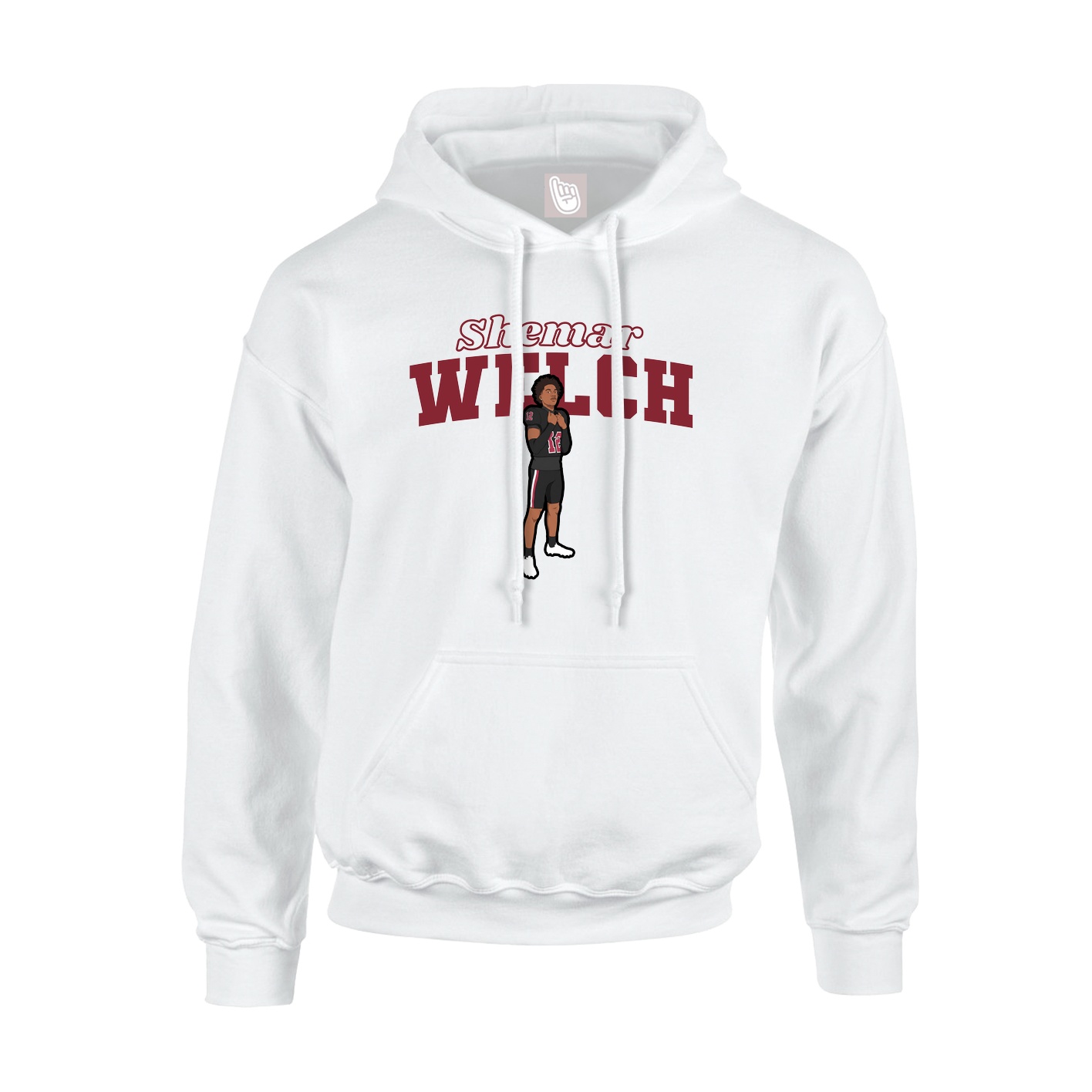 Youth Hoodie — Name Arch in White