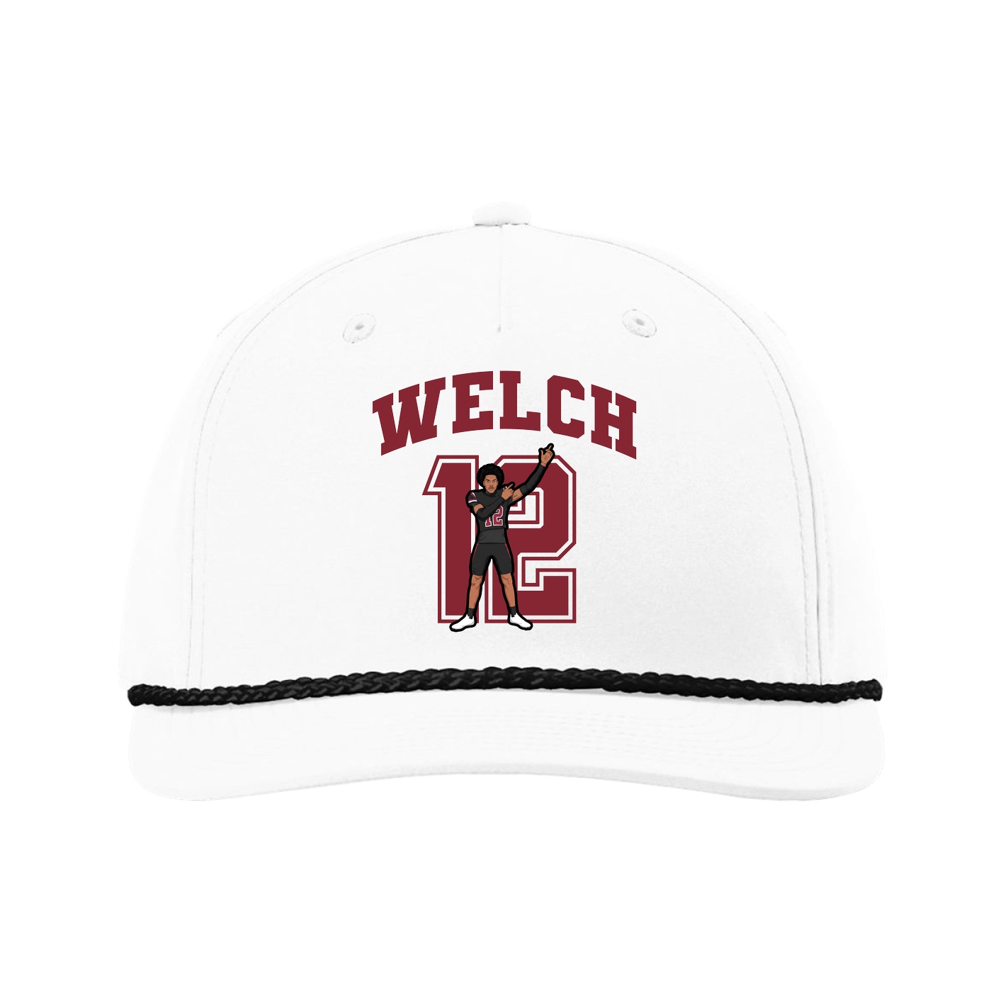 Five-Panel Classic Rope Cap — Number in White