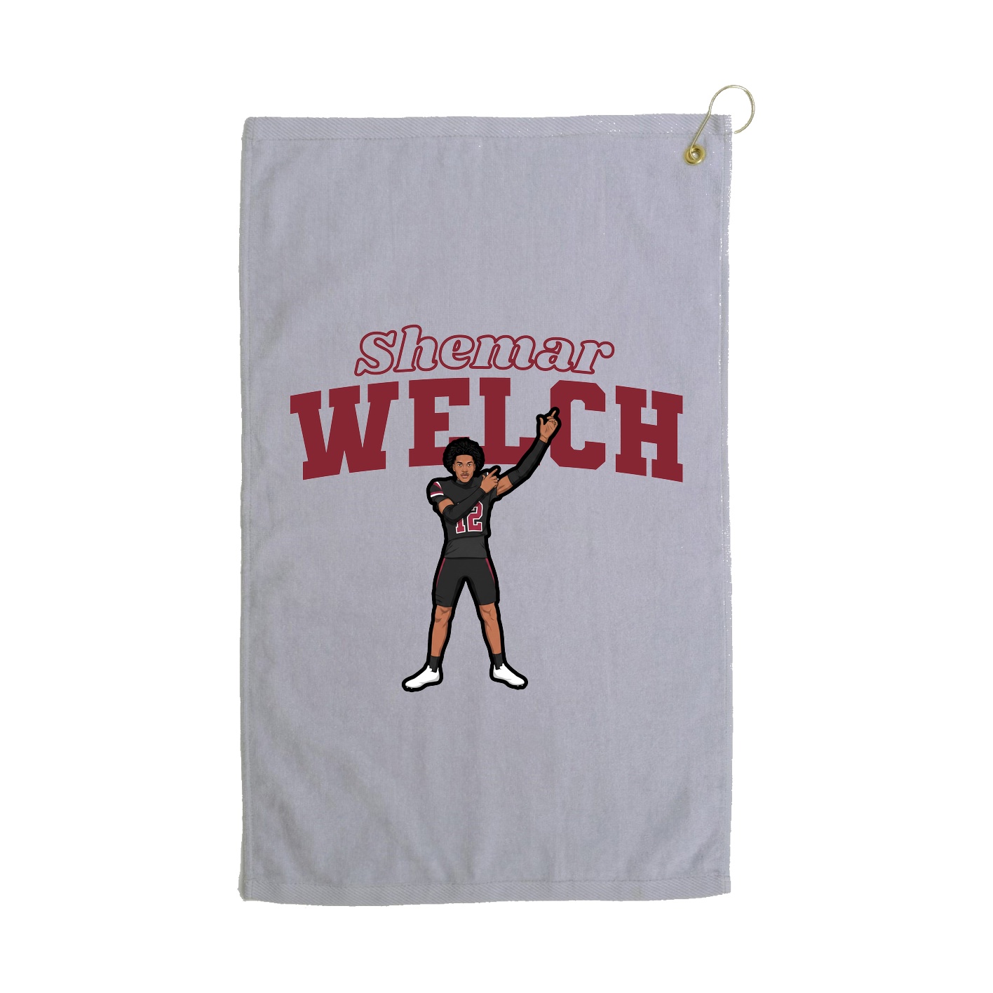 Golf Towel — Name Arch in Grey